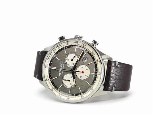 Methodos Classic Chronograph – Grey Dial – Brown Leather Vintage Strap