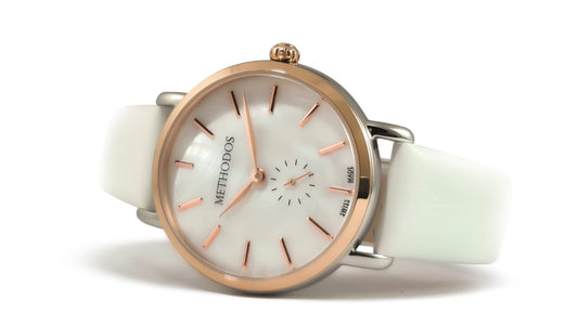 Methodos Lady Pearl – Steel-Rosé – Pearlescent White Dial – White Leather