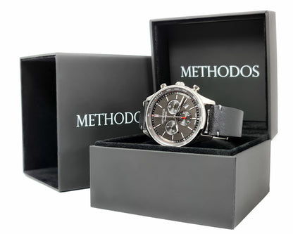 Methodos Classic Chronograph – Black Dial – Black Leather Vintage Strap