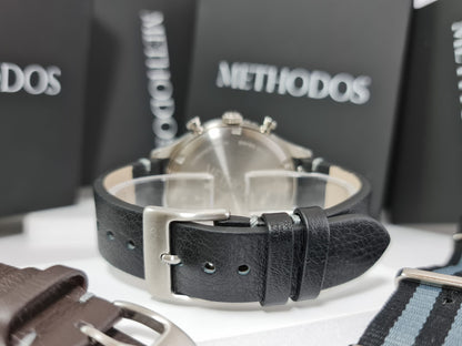 Methodos Classic Chronograph – Black Dial – Black Leather Vintage Strap