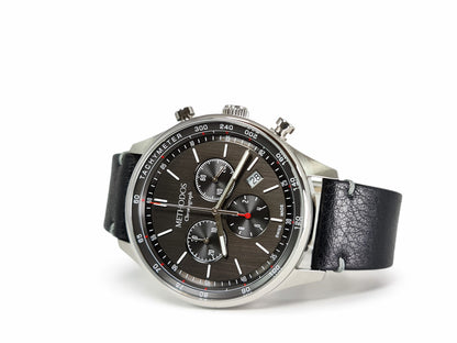 Methodos Classic Chronograph – Black Dial – Black Leather Vintage Strap